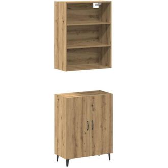 vidaXL Aparador Con Mueble Pared Madera Contrachapada Artesanal Roble Vidaxl