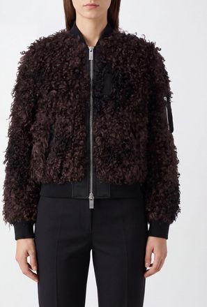 sacai Giacca bomber in pelliccia sintetica con polsi e fondo elasticizzati