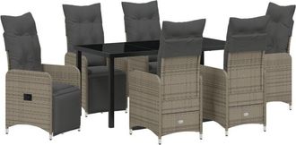 vidaXL Garden Dining Set with Cushion 7 pcs Grey Poly rattan Vidaxl