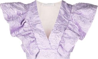 Philosophy di Lorenzo Serafini floral-jacquard ruffled crop top - women - Polyamide/Cotton/Polyester - 44 - Purple