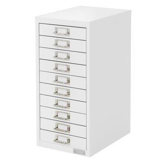ML Design Ml-design - Archivador De Oficina 28x38x60cm Acero Blanco Armario Independiente Con 10 Cajones Para Din A4 Con Portaetiquetas, Clasificador Auxiliar M