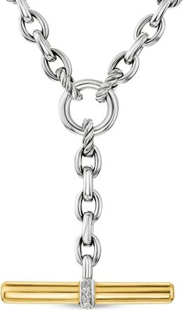 David Yurman Collana DY Mercer Petite Toggle Chain in oro 18 carati e argento sterling con diamanti