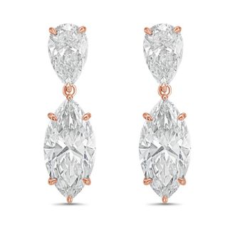 Diana M. Jewels 14KW RG 10.00 Ct TW of Lab grown pear and marquise shape diamond drop earrings