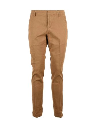 Dondup Beige Gaubert Textured Cotton-Linen Blend Trousers
