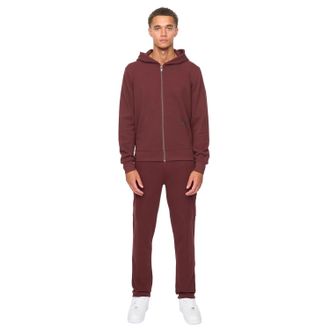Duck and Cover Mens Optimus Hoodie And Joggers Set (Wine) - Size X-Large