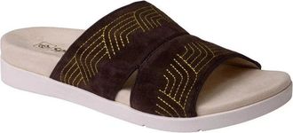 Spenco Womens Spenco Twilight Ellie Sandals Brown Leather Open Toe Slide GAL2110