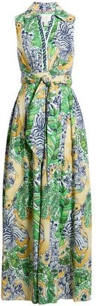 Lilly Pulitzer Marria Mixed Print Sleeveless Stretch Cotton Shirtdress in Multi Palm Prowl at Nordstrom, Size 12