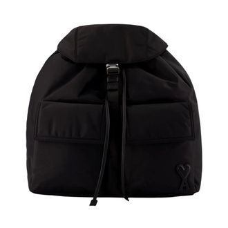 Ami Marcel Flap Rugzak - unisex - Tassen - Zwart - Maat: ONE Size Leer