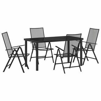 Berkfield Home 5 Piece Garden Dining Set Anthracite Steel in Black