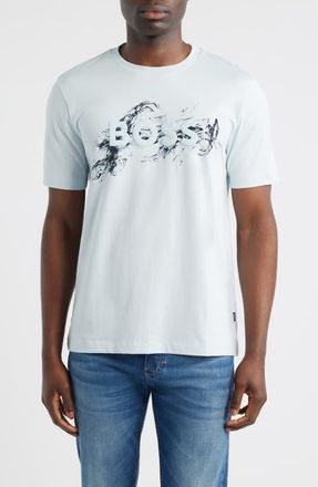 BOSS Thompson Embossed Logo Graphic T-Shirt in Open Blue at Nordstrom, Size Xx-Large