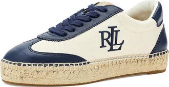 Lauren Ralph Lauren Luize Canvas Nappa Espadrille Sneakers Womens Shoes Natural/Refined Navy : 7.5 B - Medium, Canvas/Leather