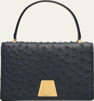 Akris Alice Small Ostrich Leather Top-Handle Bag