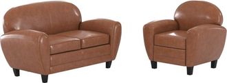 Rendez-Vous D&eacute;co Conjunto de sof&aacute; y sill&oacute;n color camel de 3 plazas