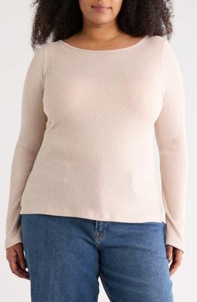 Renee C Long Sleeve Ribbed Top in Oatmeal at Nordstrom Rack, Size 1 X
