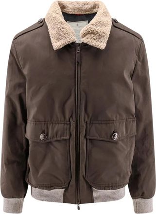Brunello Cucinelli Gewatteerde Bomberjack - Heren - Bomber jackets - Bruin - XL - Katoen - Jassen