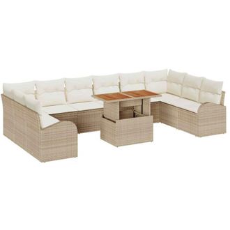 vidaXL Conjunto De Sof&aacute; De Jard&iacute;n 11 Pcs Beige Polirat&aacute;n Vidaxl