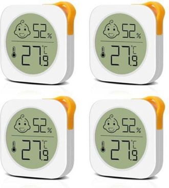 OEM Juego De 4 Term&oacute;metros De Interior - Mini Term&oacute;metros Digitales Lcd - Higr&oacute;metro - Para Sala De Estar, Dormitorio, Oficina, Habitaci&oacute;n Infantil, Etc