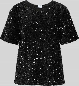 Vila Blusenshirt mit Paillettenbesatz Modell FAITH in Black, Größe XS