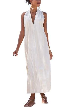 Lascana Womens Metallic Column Maxi Dress in Ivory Gold at Nordstrom, Size 6
