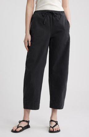 Treasure & Bond Pull-On Crop Barrel Leg Cotton Pants in Black Jet at Nordstrom, Size Xx-Large