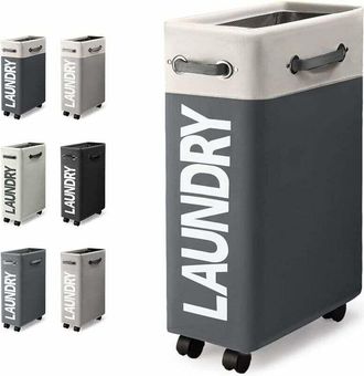 OEM Cesto Para Ropa Sucia - 45 L - Tejido Oxford 600d Impermeable - 4 Ruedas + Asas - Ultra Delgado Plegable - Para Lavadora - 1 Unidad