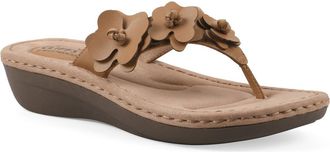White Mountain Cassilia Mini Wedge Sandal - Wide Width Available in Cashew/Burnished/Smooth at Nordstrom Rack, Size 9.5