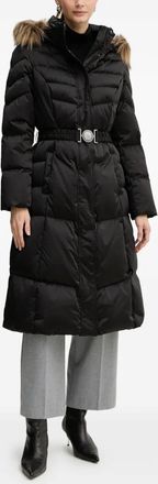 Guess Co Pelliccia sintetica con cappuccio e cintura - Nero