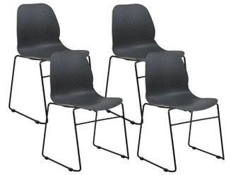 Beliani Beliani - Conjunto De 4 Sillas De Conferencia De Pl&aacute;stico Patas De Acero Negras Apilables Sin Reposabrazos Escandinavo Moderno Comedor Gris Oscuro Pan