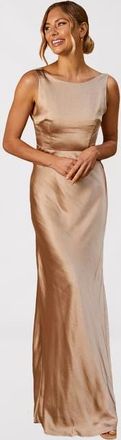Six Stories Cowl Back Satin Bridesmaid Dress in Champagne at Nordstrom, Size 12