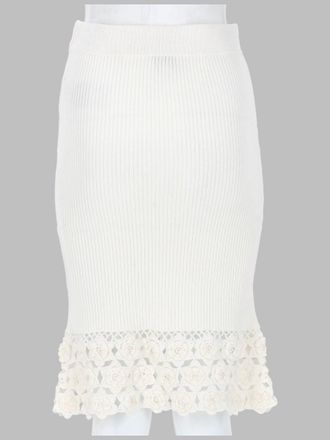 Ganni Crochet Hem Skirt - White