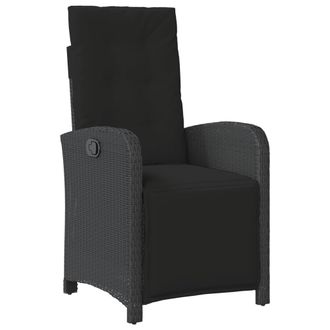 vidaXL Sill&oacute;n Reclinable De Jard&iacute;n Con Reposapi&eacute;s Rat&aacute;n Pe Negro Vidaxl