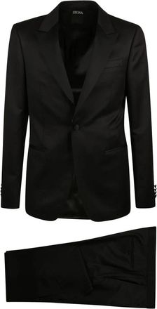 Ermenegildo Zegna Single Breasted Suit - Heren - Business pakken - Zwart - M - Wol - Kostuums
