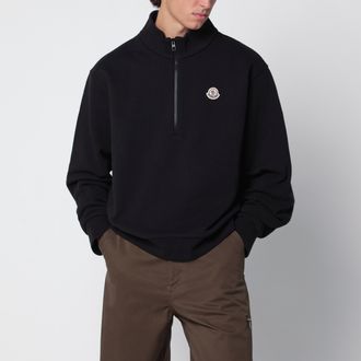 Moncler Felpa con mezza zip nera