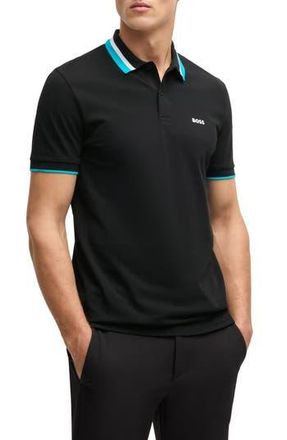 BOSS Paddy Tipped Cotton Polo in Black at Nordstrom Rack, Size Small