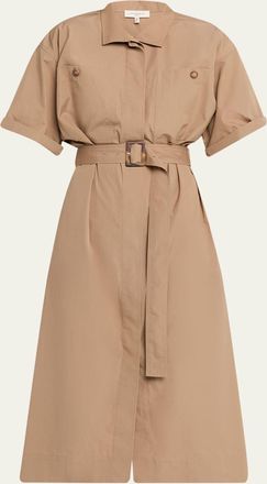 Lafayette 148 New York Belted Cotton Midi Shirtdress