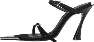 MUGLER Strappy Suede Mules - Dames - Muiltjes - Zwart - 41 EU - Leer - Schoenen