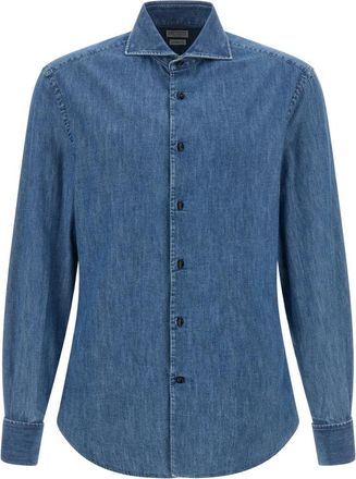 Brunello Cucinelli Camisa Vaquera - Shirts - Hombre - Azul - XL