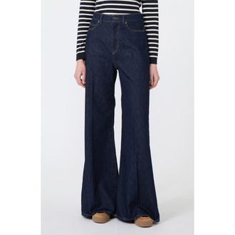 Max Mara High Waist Flare Leg Jeans in Navy at Nordstrom, Size 10