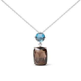House of Brilliance 18K Gold Diamond Accent Topaz Quartz Dangle Pendant Necklace in White at Nordstrom