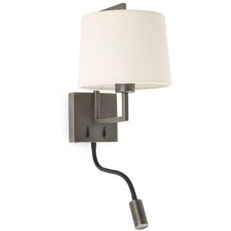 Faro Barcelona Frame Aplique De Pared Oro Viejo Mate/beige Con Lector Led 20173-02