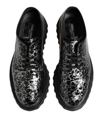 Dolce & Gabbana Mens Crackled Patent Leather Derby Shoe Black