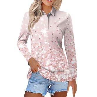 Generic Women Lady Fit Long Sleeve Polo Shirts Cotton Collared Lightweight Moisture Wicking Golf T-Shirt 2025 Fashion 3 Buttons Work Casual Tennis Tops Sports