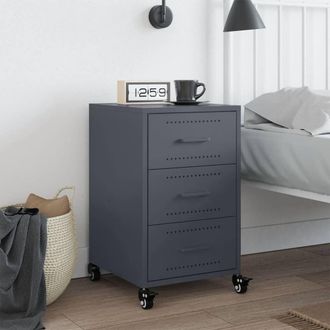 Berkfield Home Stylish Bedside Cabinet Anthracite 36x39x59 cm Steel in Charcoal | Size: 36 x 39 x 59 cm
