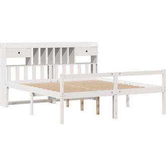 vidaXL Bookcase Bed without Mattress White 180x200 cm Super King Solid Wood Pine vidaXL