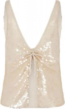 Emporio Armani E3Nk 04 F2450 011 Top met Pailletten en Geplooid Bustier - Dames - Tops zonder mouwen - Beige - L - Pailletten - Tops