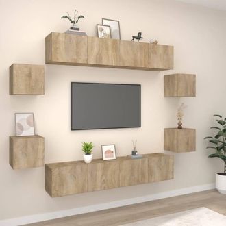 Berkfield Home 8 Piece TV Cabinet Set Sonoma Oak Engineered Wood in Brown