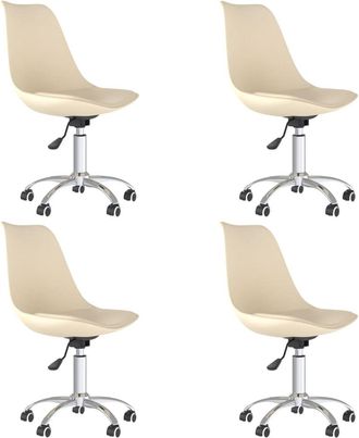vidaXL Vidaxl - Sillas De Comedor Giratorias 4 Unidades Tela Crema