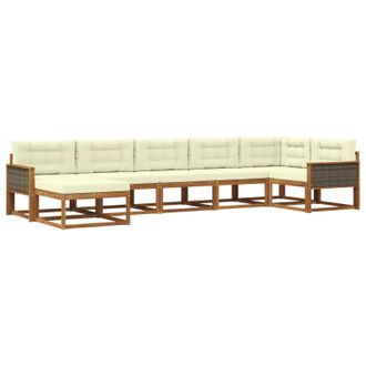 vidaXL Conjunto De Sof&aacute;s De Exterior Con Coj&iacute;n 7 Pcs Natural Y Crema Vidaxl