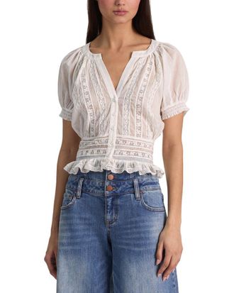 Alice & Olivia Alice + Olivia Kathryn Lace Trim Blouse