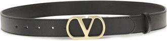 Valentino Garavani Mens Black Calf Leather Bos Taurus Regular Belt